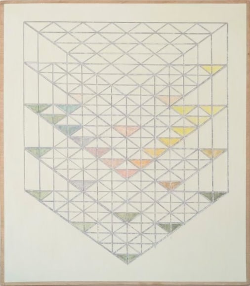 Melanie Smith, Diagram 60, 2016. Oil and encaustic on wood, 14 9/16 x 12 5/8 in.