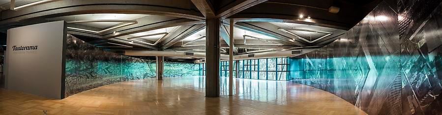 Ana Maria Tavares, Airshaft, 2013. From the series Tautorama. Aluminum, aluminum compound, digital print on polyester silver mirror. 325 sq. meters.