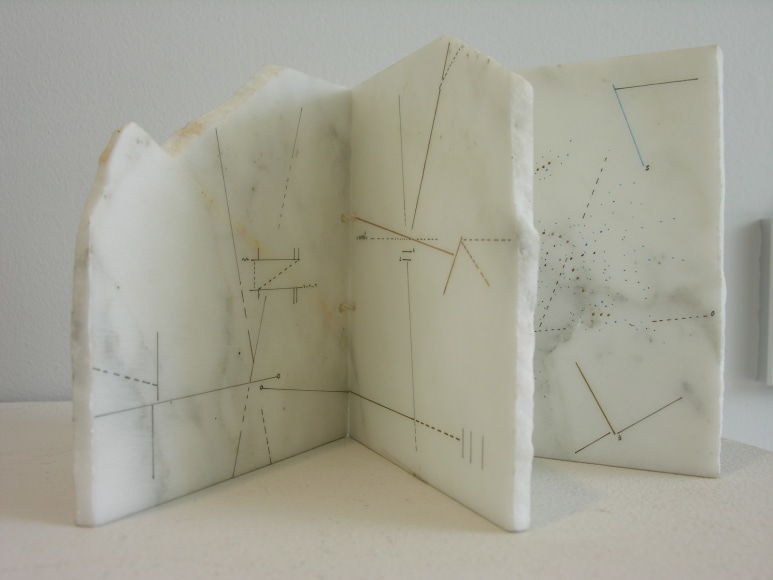 Marie Orensanz, Situation, 1988. Marble book, 6 in. x 6 1/2 in. x 1 in.