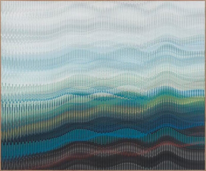 Abraham Palatnik, W-383, 2012. Acrylic on wood, 44 3/8 x 53 1/8 in. / 112.7 x 135 cm.