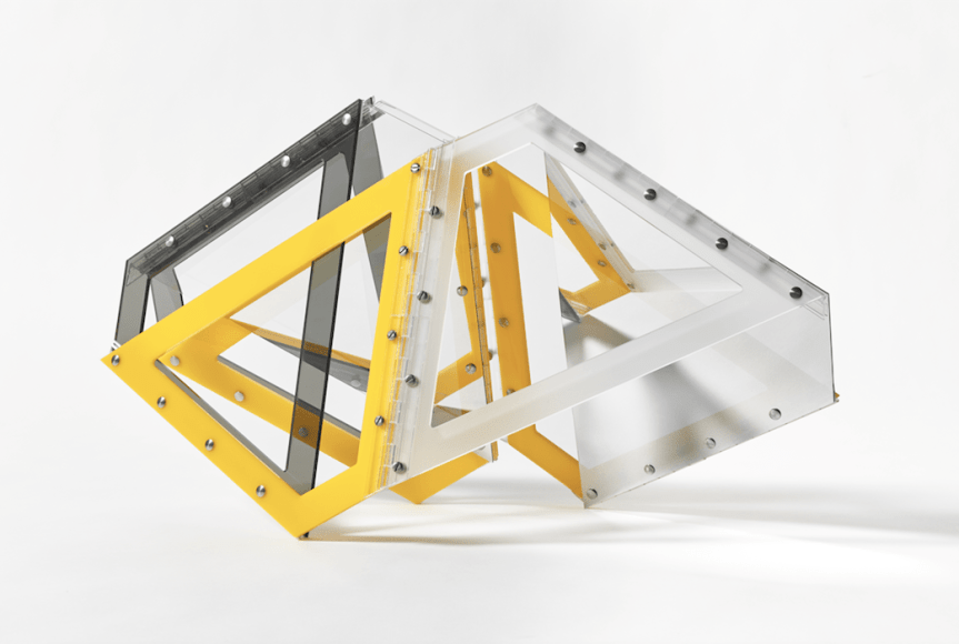 Marta Chilindr&oacute;n, Hollow Mobius, 2016.&nbsp;Acrylic and hinges.&nbsp;15&frac34; x 26 in.&nbsp;(variable dimensions)&nbsp;