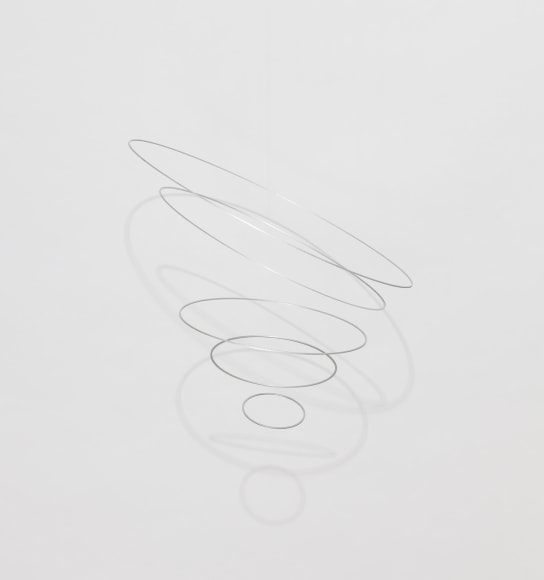 Elias Crespin, Circuconc&eacute;ntricos Aluminum-50 1/3 [Edition of 3], 2018. Aluminum, nylon, motors and electronic interface, Diameter = 19 11/16 in. (50 cm.)