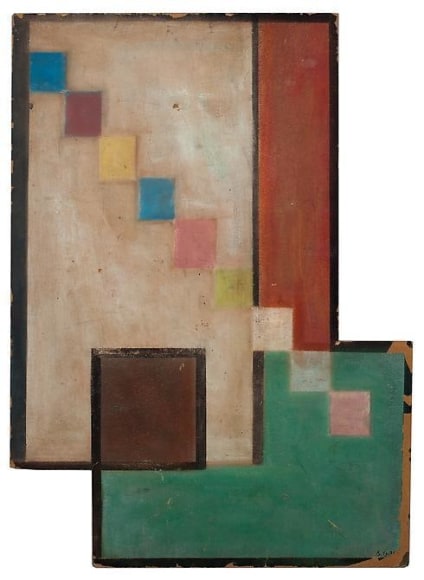 Carmelo Arden Quin, Diagonel des Carr&egrave;s, 1936, Oil on cardboard, 22 in. x 16 in.
