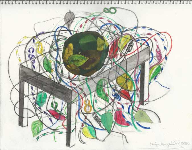 Miguel &Aacute;ngel&nbsp; R&iacute;os, Untitled N&ordm; 4, 2020. Charcoal, graphite, watercolor and collage on paper, 11 x 14 in. (27.9 x 35.6 cm.)