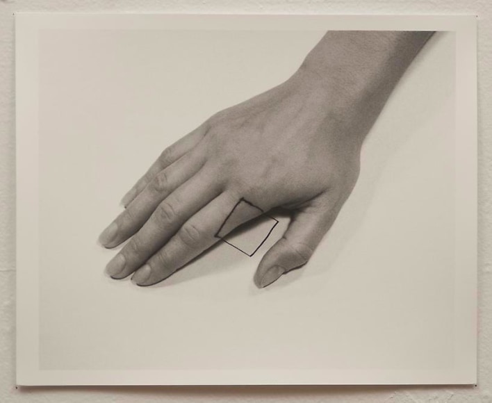 Liliana Porter, The Square II, 1973. Gelatin silver photograph, 8 1/2 in. x 11 in.