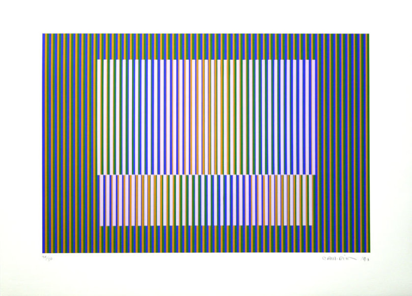 Carlos Cruz-Diez, Induction chromatique a double fr&eacute;quence, 1990. Serigraph, ed. 42/50, 15 3/4 in. x 23 5/8 in.