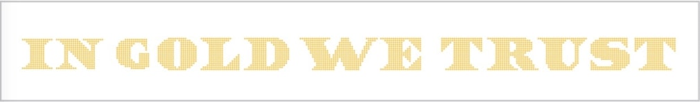 Miguel &Aacute;ngel Rojas. Tables of the Law series: In Gold we Trust. Ed. 1/3 [Edition of 3 + 2 AP], 2018. Copper, gold plated on Corian, 80 5/16 x 11 x 1 1/16 in. (204 x 28 x 2.7 cm.)