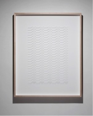 Gabriel de la Mora, CI / 475 I, 2017. Microscope coverslips on cardboard, 41 x 33 x 3 in / 104 x 83.9 x 7.7 cm.