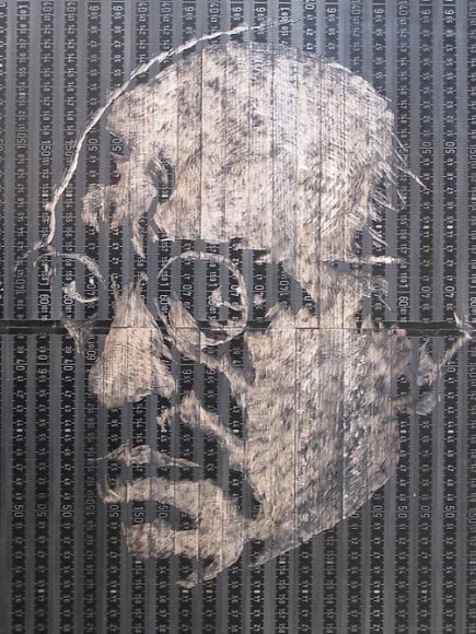 Pedro Tyler, Mark Rothko, 2012, Bas-relief, wooden rulers, 16.9&quot; x 19.7&quot;