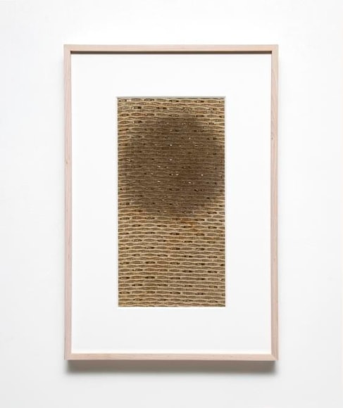 Gabriel de la Mora, B 201, 2015. Fabric removed from radio speakers, 22 5/16 in. x 15 1/16 in. x 1 13/16 in.