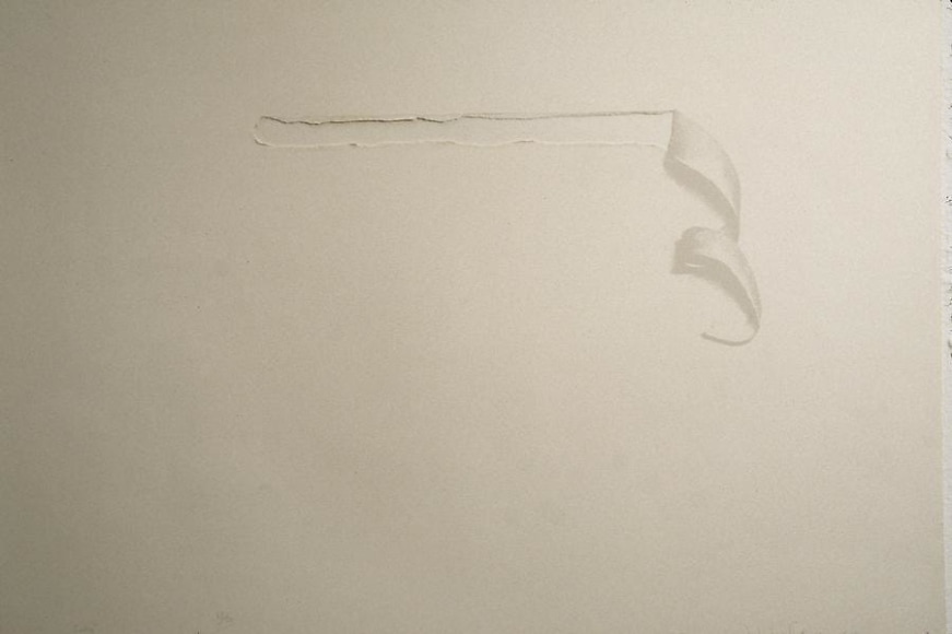 Liliana Porter, Tear, 1972. Vintage print with silkscreen and torn paper, 22 1/2 in. x 30 in.