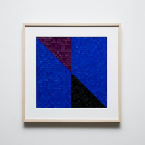 Gabriel de la Mora, 1,190 IV, 2020. Pigmented turkey feathers on museum cardboard, 13 3/8 x 13 3/8 in. (34 x 34 cm.)