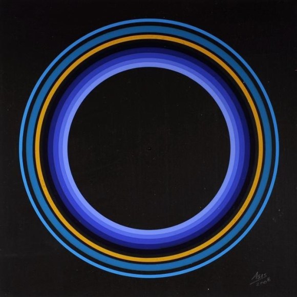 Antonio Asis,&nbsp;Untitled from the series&nbsp;Cercles&nbsp;Concentriques,&nbsp;2008. Gouache on cardboard, 8 3/8 x 8 3/8 in.