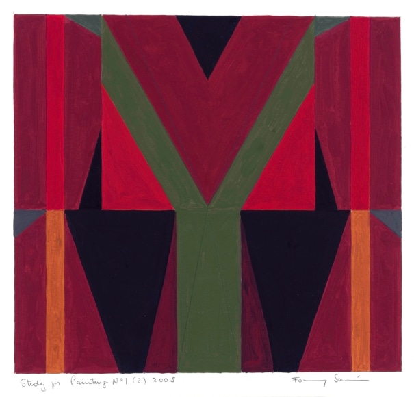 Fanny San&iacute;n,&nbsp;Study for Painting No. 1 (2), 2005,&nbsp;2005,&nbsp;Acrylic on paper,&nbsp;20 1/2 x 20 3/4 in. (52.2 x 52.7 cm.)