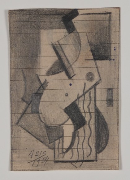 Antonio Asis, Untitled, 1954, Graphite on paper, 3 3/8 x 2 1/16 in. (8.6 x 5.3 cm.)