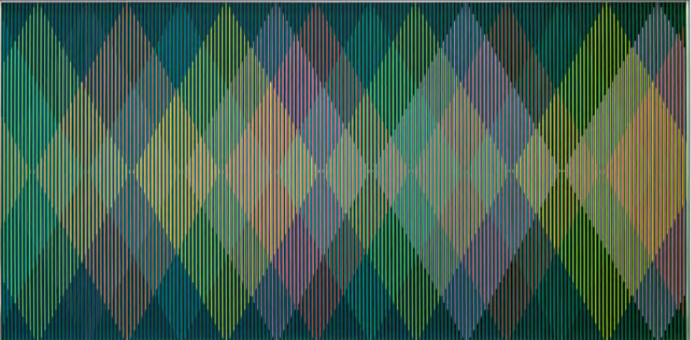 Carlos Cruz-Diez, Physichromie Panam 157, 2014. Chromography on aluminum, 39 5/16 x 78 11/16 in.