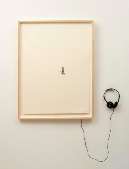Liliana Porter, OH!, Ed. 32/50, 2011. Lithograph with sound (iPod shuffle), 29 1/4 in. x 21 1/4 in.
