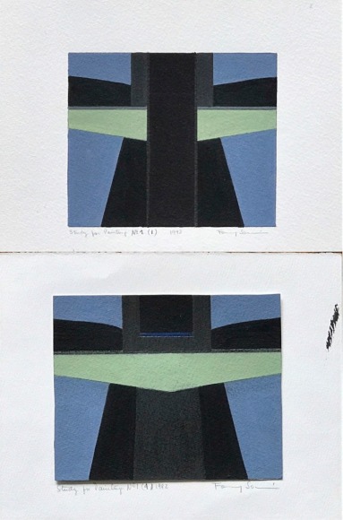 Fanny San&iacute;n, Study for Painting No. 1, 1992 (1) &amp;amp; Study for Painting No. 1, 1992 (4), 1992. Acrylic on paper, 7 1/2 x 10 1/4 in. each