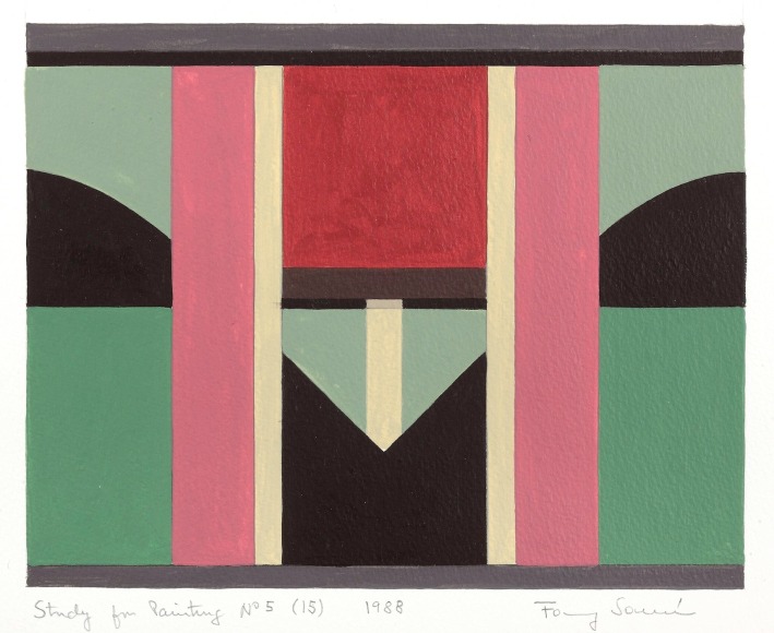 Fanny San&iacute;n,&nbsp;Study for Painting No. 5 (15), 1988,&nbsp;1988,&nbsp;Acrylic on paper,&nbsp;18 3/4 x 20 3/4 in. (47.6 x 52.7 cm.)