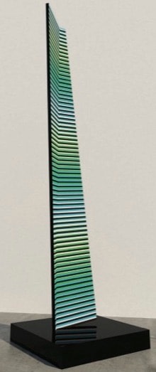 Carlos Cruz-Diez, Cromovela Orion, 2018, Resin sculpture, 168 7/8 x 31 1/2 in. (429 x 80 cm.)