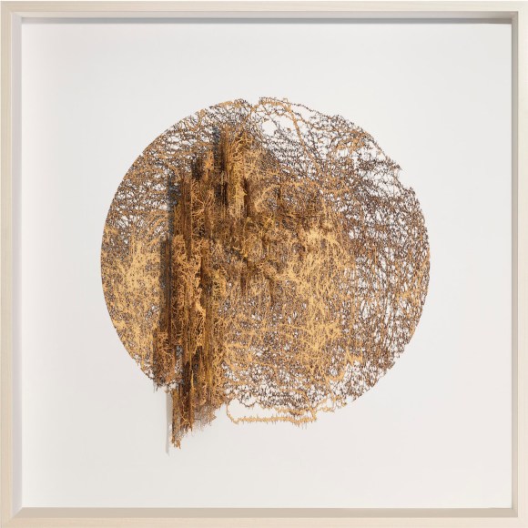 Gustavo D&iacute;az, Untitled, 2020. Cut out paper, pigment, &amp;amp; colored pencil, 25 5/8 x 25 5/8 x 3 1/2 in.