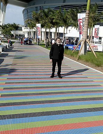 Carlos Cruz-Diez, Chromatic Induction in a Double Frequency, 2012, Marlins Stadium, Miami, Florida