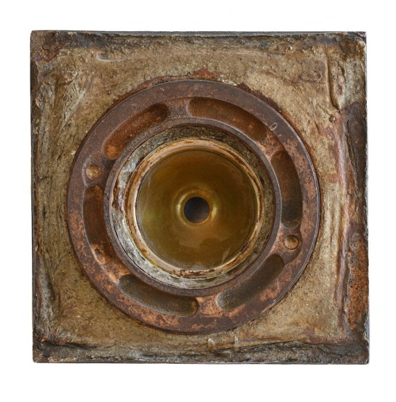 Elsa Gramcko, Rueda de Luz [Light Wheel], 1966. Industrial parts and mixed media on masonite, 7 7/8 x 7 7/8 x 2 3/8 in. (20 x 20 x 6 cm.)