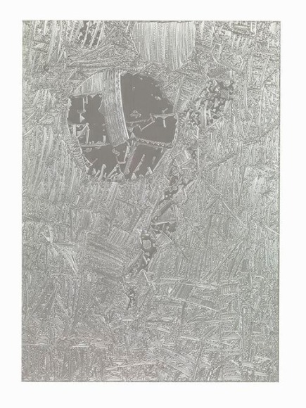 Marco Maggi, Kitchen Circuit, 2008. Engraving on aluminum foil, 28 x 22 in.  / 71 x 55.8 cm.