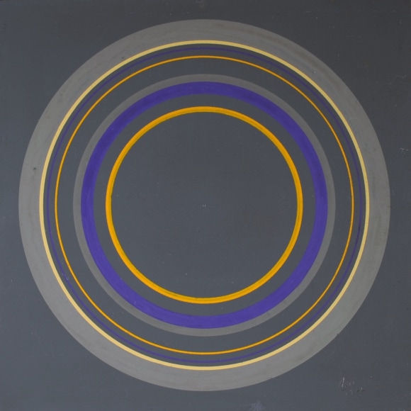 Antonio Asis, Untitled from the series Cercles Concentriques, 1962, Gouache on cardboard, 7 1/2 x 7 1/2 in. (19.1 x 19 cm.)