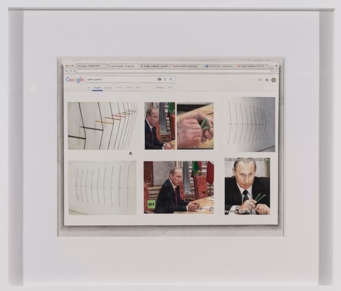 Marco Maggi, Complete Coverage on Putin&rsquo;s Pencils, 2017. Watercolor on paper, 20 x 17 in. / 50.8 x 43.2 cm.