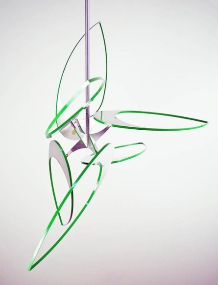 Pedro S. de Movell&aacute;n, Lunette, 2016, Brushed aluminum and brass, powder coated aluminum, stainless steel