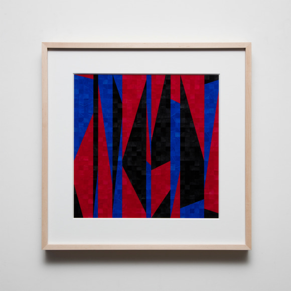 Gabriel de la Mora, 1,117 II, 2020. Pigmented turkey feathers on museum cardboard, 16 7/8 x 16 7/8 x 1 9/16 in. (43 x 43 x 4 cm.)