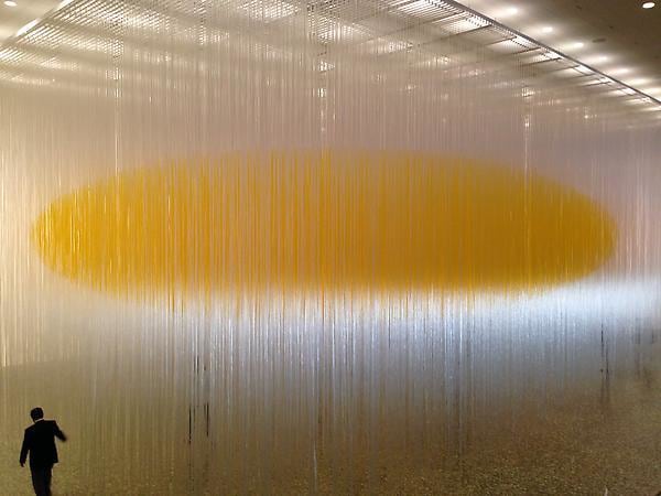 Jes&uacute;s Rafael Soto, The Houston Penetrable, 2004-14. Lacquered aluminum structure, PVC tubes, and water-based silkscreen ink. The Museum of Fine Arts, Houston. Photograph by Ana Maria Tavares.