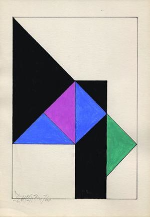 Hugo de Marziani, Untitled, 1960. Tempera on paper, 7.9 in. x 5.5 in.