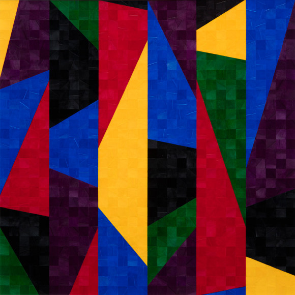 Gabriel de la Mora, 1,102 II, 2020. Pigmented turkey feathers on museum cardboard, 16 7/8 x 16 7/8 x 1 9/16 in. (43 x 43 x 4 cm.)