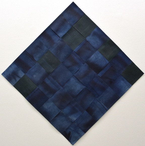 Sandra Monterroso, Tejido 2, 2019. Indigofera guatemalensis, acrylic pigments and resins on paper, 47 3/16 x 47 3/16 in. (120 x 120 cm.)