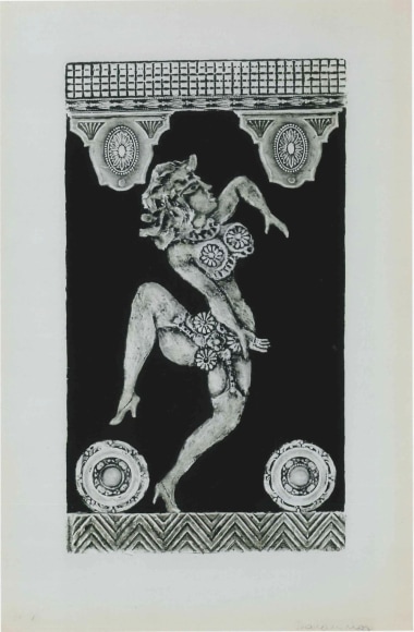 Antonio Berni, Ramona the Dancer (Ramona bailarina), 1966. Xilo-collage relief, 21 1/4 x 13 3/4 in. (54 x 35 cm.)