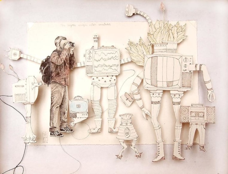 Teresa Currea, My Best Friends are Online, 2012, Pencil and ink on paper, 21.1 cm x 26.9 cm