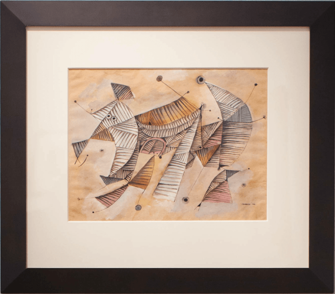 Jos&eacute; Gurvich, Formas Danzantes, 1966. Ink and tempera on paper, 13 1/4 x 18 3/4 in. / 33.6 x 47.6 cm.