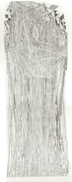 Gustavo Díaz, La ventana de Deleuze se cierra de modo rizomático., 2018. Cut out paper, 93 1/4 x 38 1/2 x 1 3/4 in. (236.9 x 97.8 x 4.4 cm.) 