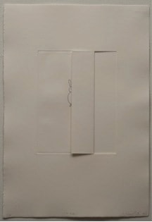 Liliana Porter, To Hide, 2013. Etching, printed, hand cut and folded, ounted on 2 sheets of white Hahnem&uuml;hle paper, 22 1/4 in. x 15 1/4 in.