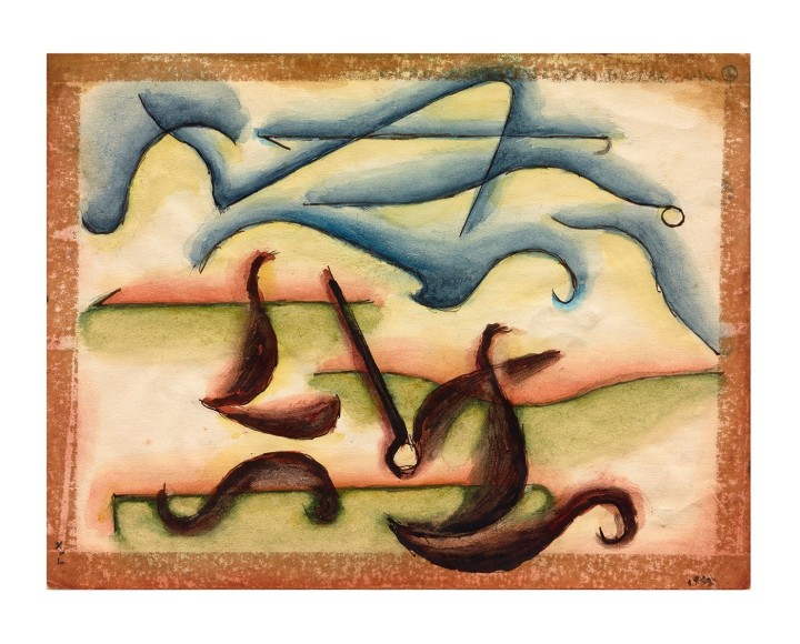 Xul Solar, Graf&iacute;a. Catalogue Raisonn&eacute; #751, p. 322, 1935. Watercolor, gouache and ink on paper, 6 1/2 x 8 1/2 in. (16.6 x 21.7 cm.)