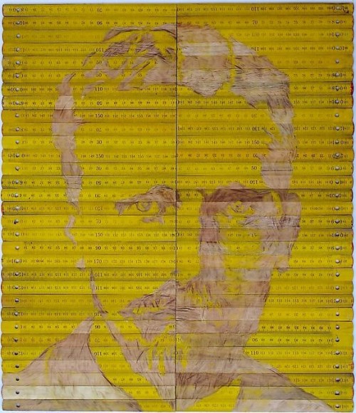 Pedro Tyler, Vincent Van Gogh, 2012. Bas-relief, wooden rulers, 16.9 in. x 19.7 in.