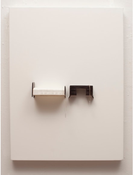 Liliana Porter, For Sale [Bed and Dresser], 2019. Acrylic and assemblage on canvas, 24 x 18 x 1 1/2 in., (61 x 45.7 x 3.8 cm.)