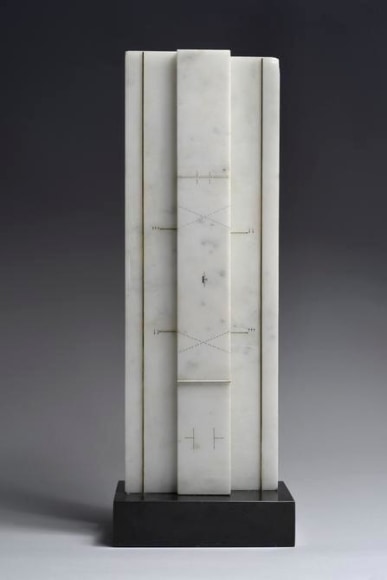 Marie Orensanz, condensar, 1986. Drawing and mixed media on marble, 19 11/16 in. x 7 1/16 in. x 2 in.