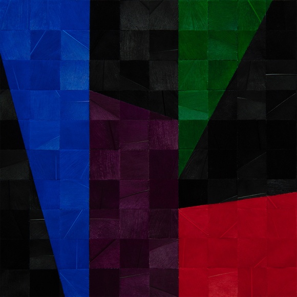 Gabriel de la Mora, 1,076 II (detail), 2020. Pigmented turkey feathers on museum cardboard, 16 7/8 x 16 7/8 x 1 9/16 in. (43 x 43 x 4 cm.)