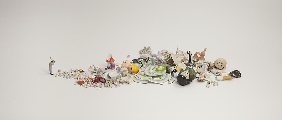 Liliana Porter, Man with Axe, 2011, Duraflex, 23 1/4&quot; x 55&quot; / 51.9 x 139.7 cm