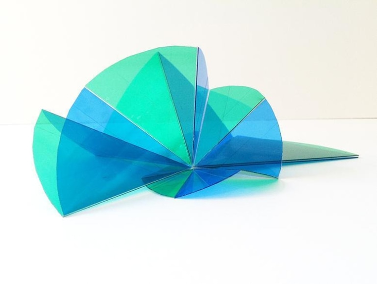 Marta Chilindron, Spiral 7, 2014. Acrylic, 76&rdquo; overall, 40&rdquo; high.