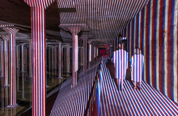 Carlos Cruz-Diez, Spacial Chromointerference, 2018, Buffalo Bayou Cistern. Photo courtesy&nbsp;Paul Hester.