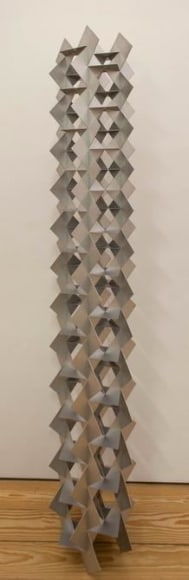 Francisco Sobrino, Structure Permutationnelle, 1963. Anodized aluminum, 75 5/8 x 11 x 11 in. / 184.5 x 28.5 x 28.5 cm.